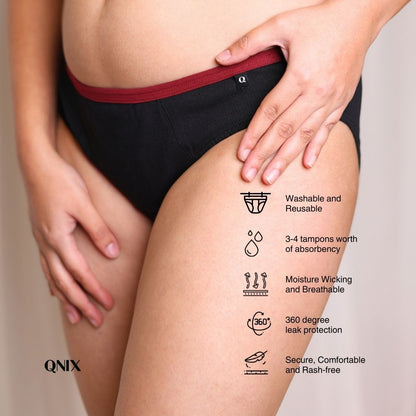 BacQup Period Underwear Black with Red