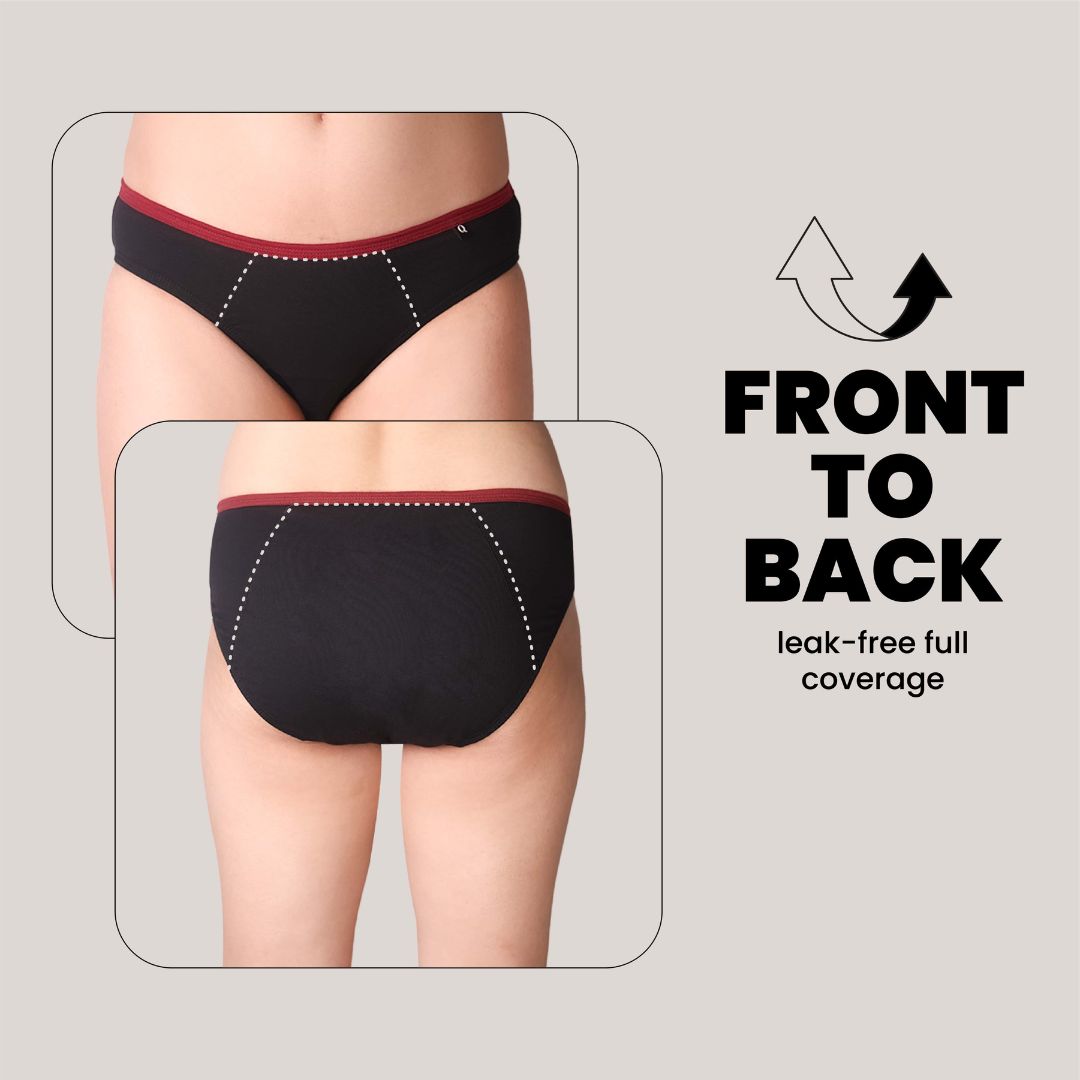 BacQup Period Underwear Black with Red