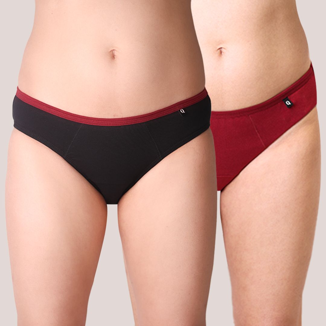 BacQup Period Underwear BlackR and Red (Combo of 2)